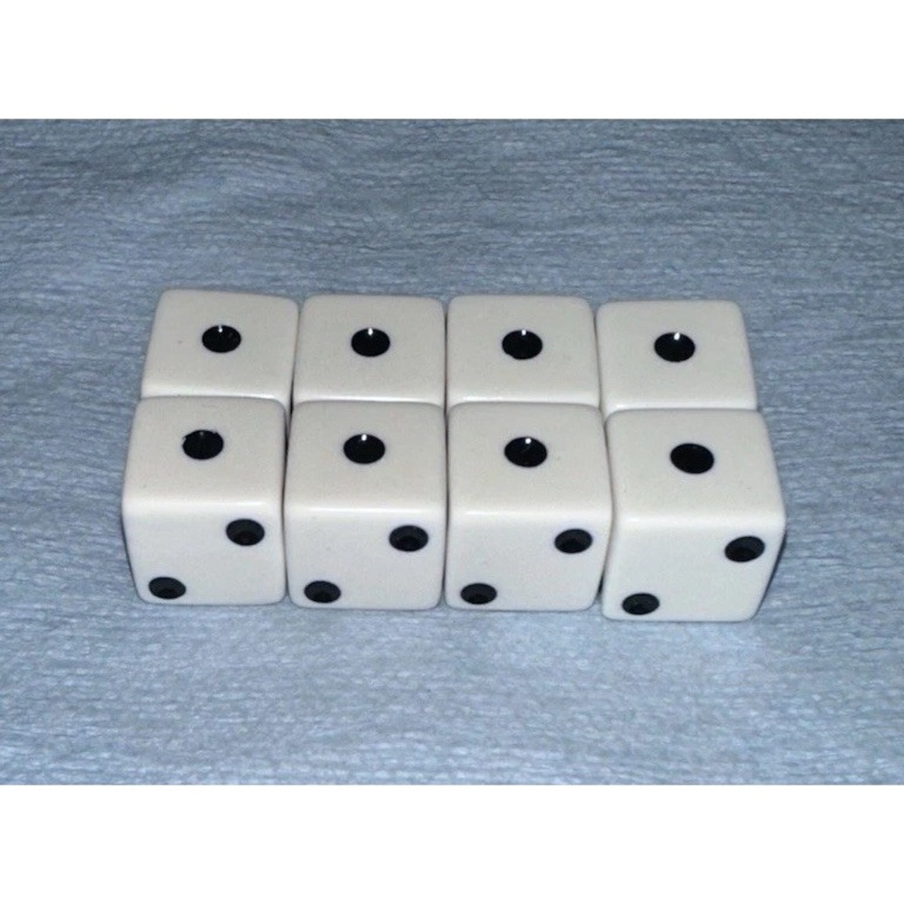 White Dice 6 Sided Lot Of 8